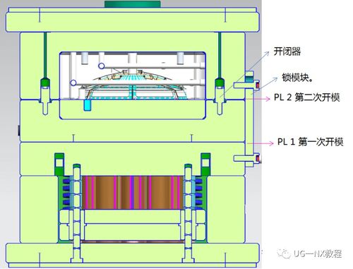 ug nx产品冬菇头倒扣二次强脱机构,模具结构分析与说明